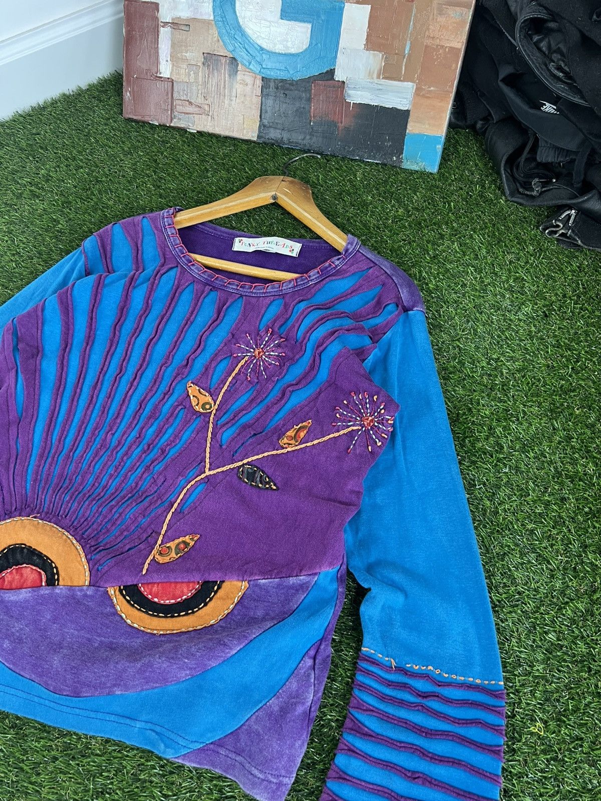 Handmade Vintage 90s Nepal Handmade Painted TieDye Long Sleeves Shirt Size L / US 10 / IT 46 - 3 Thumbnail
