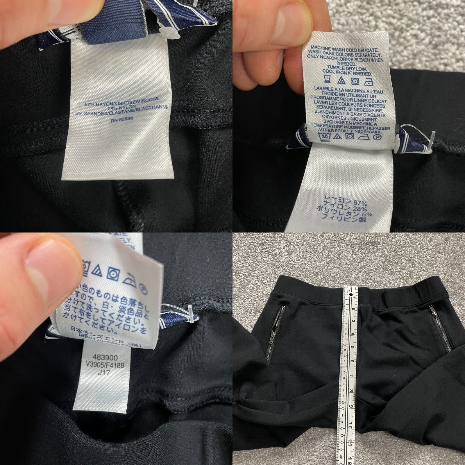 Lands' End Lands' End Black Jogger Sweatpants Womens PXS Tapered Zip Pockets Activewear Athleisure Size 26" / US 2 / IT 38 - 8 Thumbnail