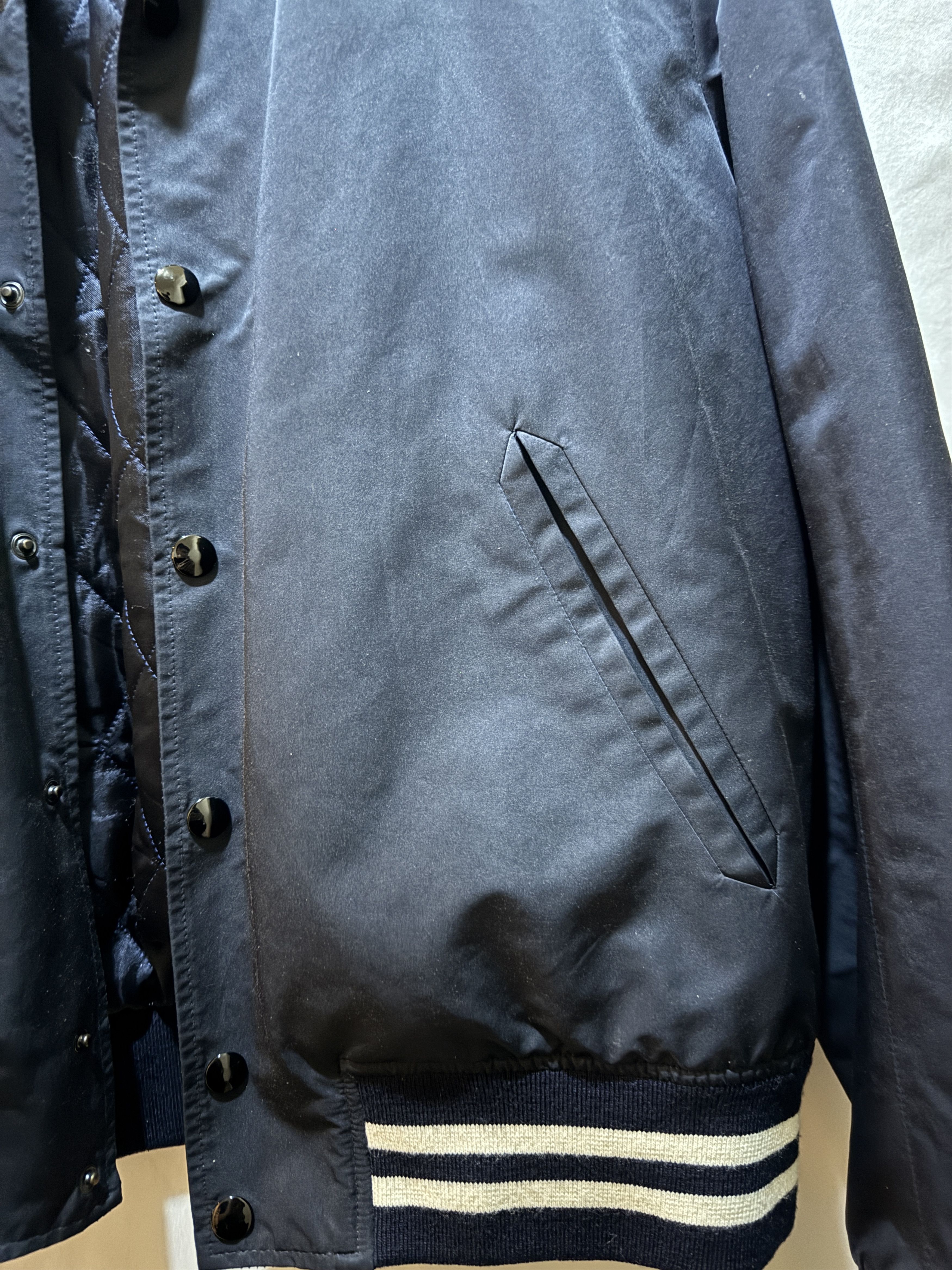 Sandro Navy Quilted Bomber Jacket Size US XL / EU 56 / 4 - 3 Thumbnail