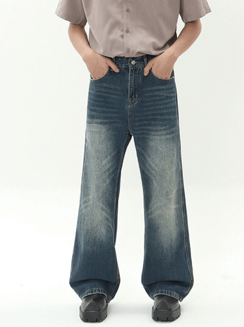 Japanese Brand × Jean American retro distressed loose all-match straight jeans Size US 32 / EU 48 - 1 Thumbnail