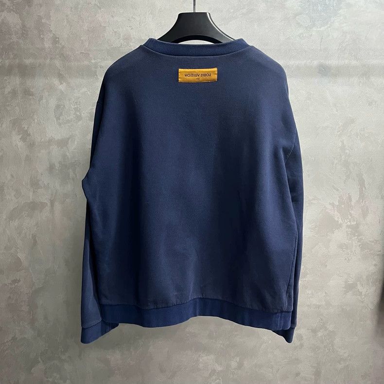 Louis Vuitton Louis Vuitton Navy logo embroidered classic pullover crew n Size US XXL / EU 58 / 5 - 5 Thumbnail