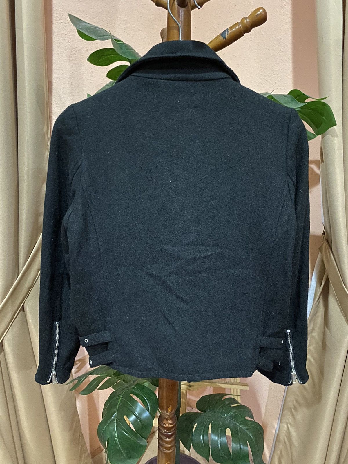 If Six Was Nine × Japanese Brand Black Wool-Blend Biker Jacket | Modern Chic Moto Style Size US XS / EU 42 / 0 - 11 Thumbnail