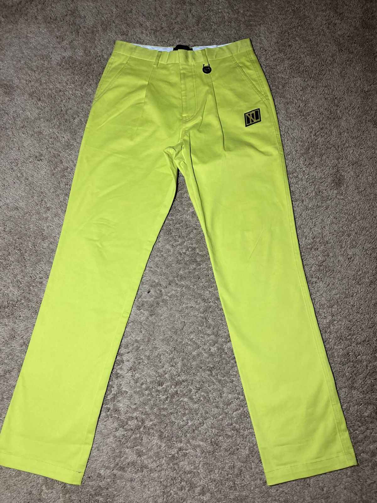 Xander Zhou SS18 Xander Zhou Pleated Trouser Volt Green Logo XZ Alien Size US 28 / EU 44 - 2 Thumbnail