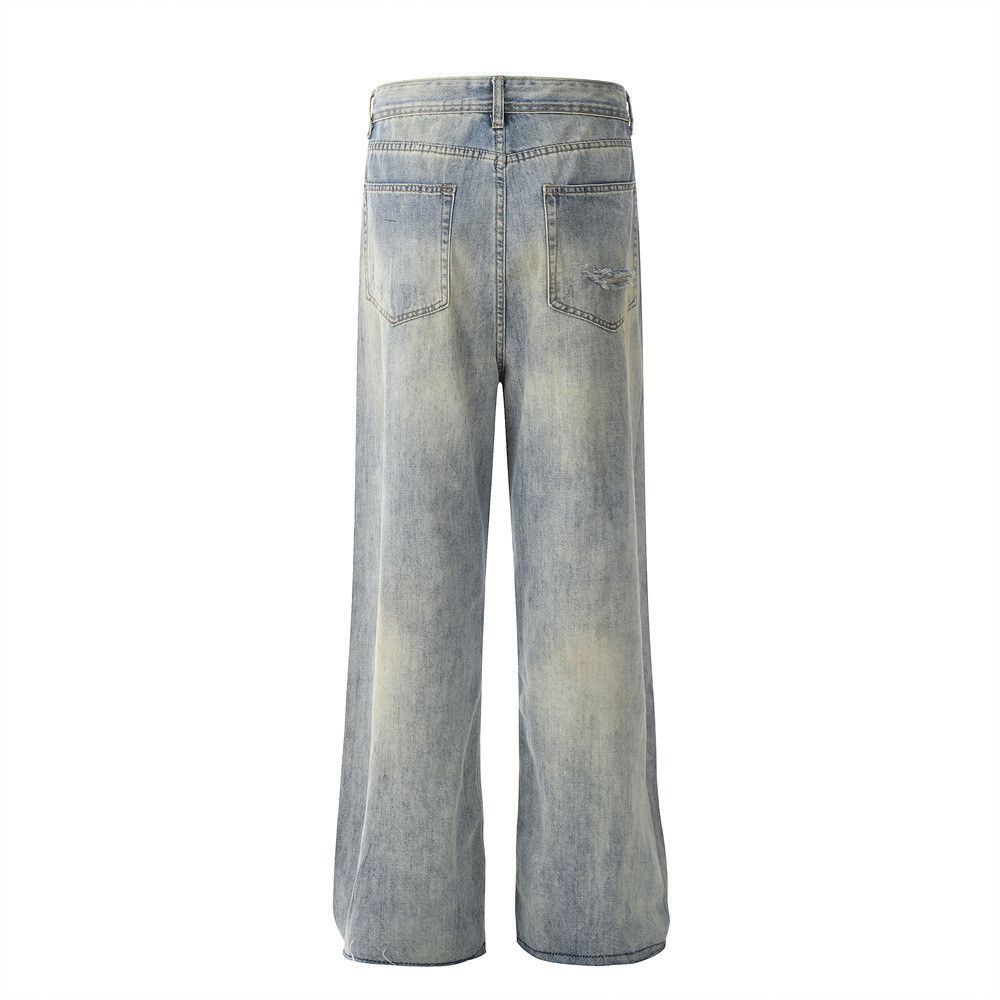 Japanese Brand × Jean Distressed men's punk ripped straight-leg raw-edge jeans Size US 32 / EU 48 - 3 Thumbnail