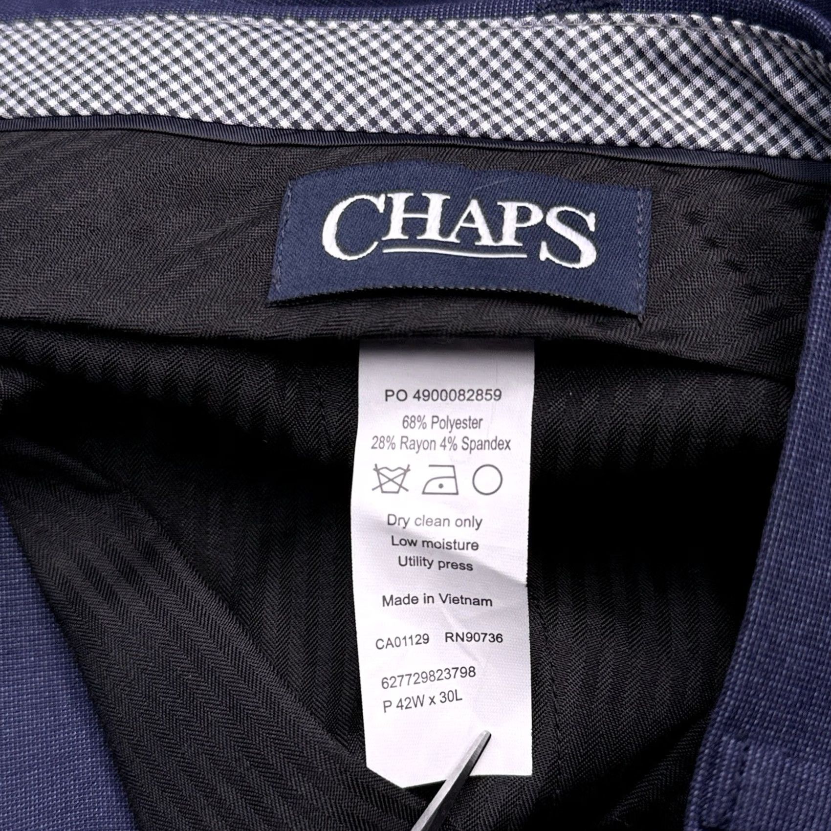 Chaps Chaps Dress Pants Mens 42x30 Blue Flat Front Stretch Regular Size US 42 / EU 58 - 6 Thumbnail