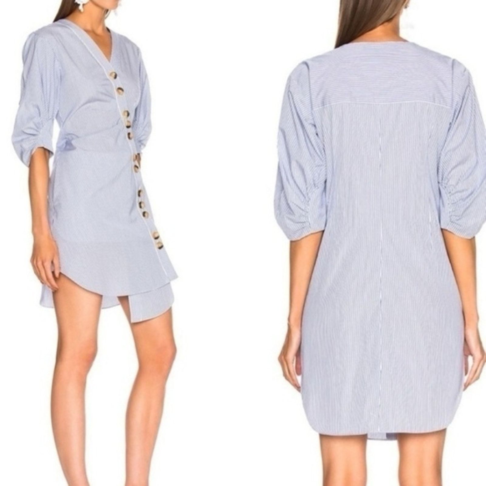 Tibi Revolve TIBI Jones Asymmetrical Shirt Dress Blue stripe 0 Size XS / US 0-2 / IT 36-38 - 8 Thumbnail