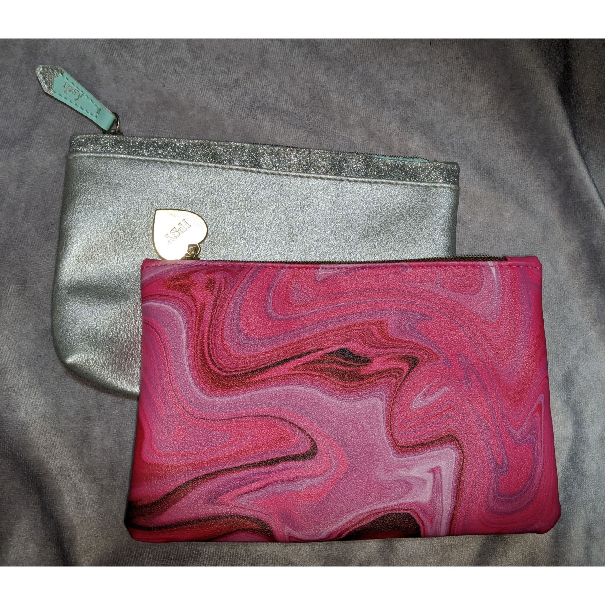 Other Ipsy Pink Swirl & Silver Glitter Zip Pouch Set Size ONE SIZE - 1 Thumbnail