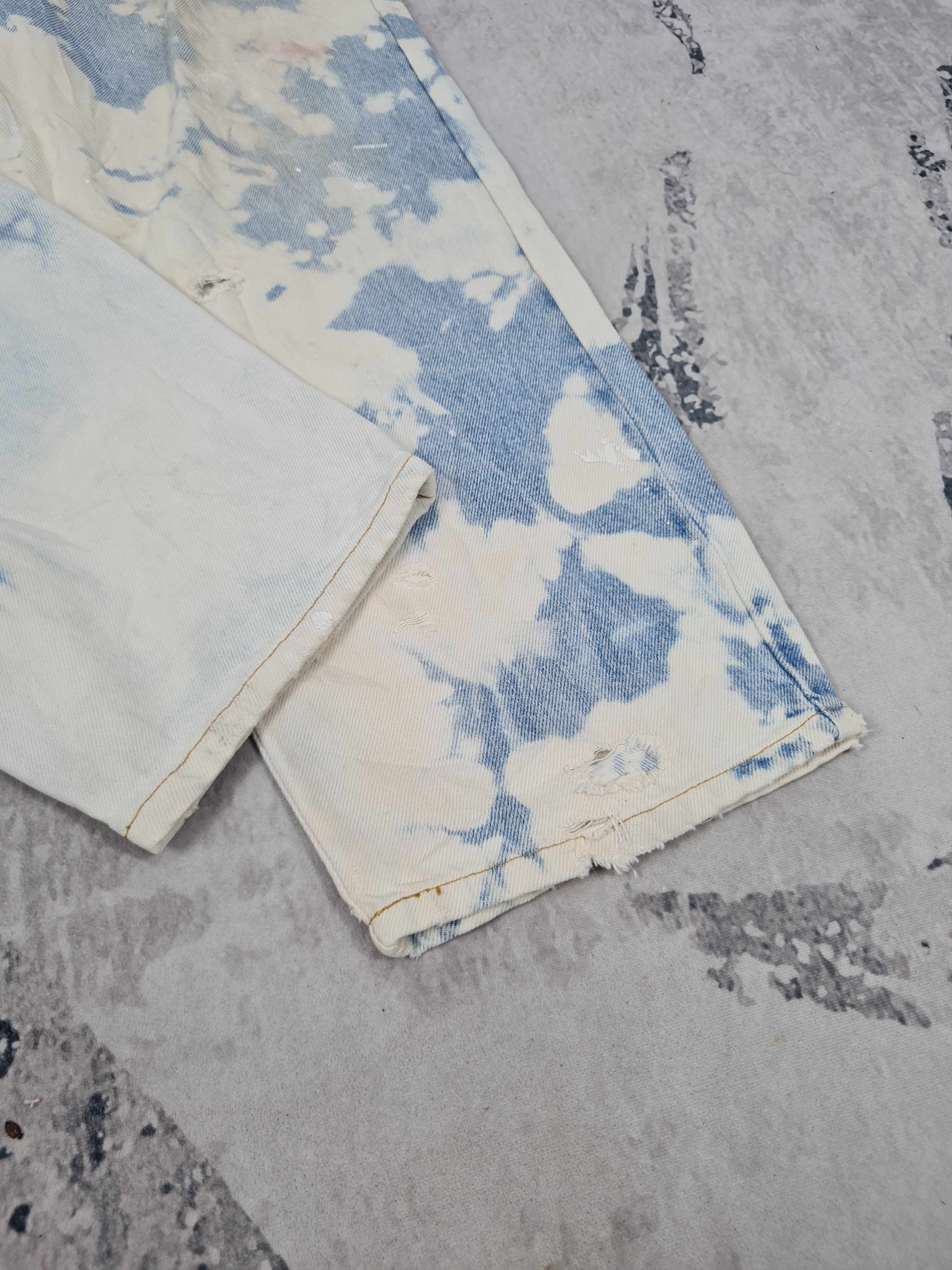 Japanese Brand BADGE DENIM Acid Wash Faded Ripped Jeans Size 32x30 JB0148 Size US 32 / EU 48 - 7 Thumbnail
