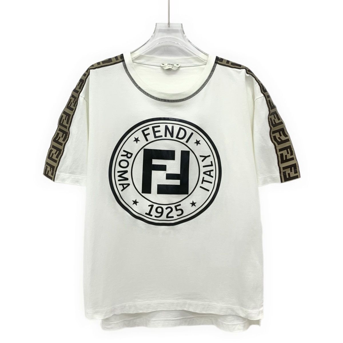 Fendi Fendi White Double F Printed Short Sleeve T-shirt K26WX Size L / US 10 / IT 46 - 1 Thumbnail