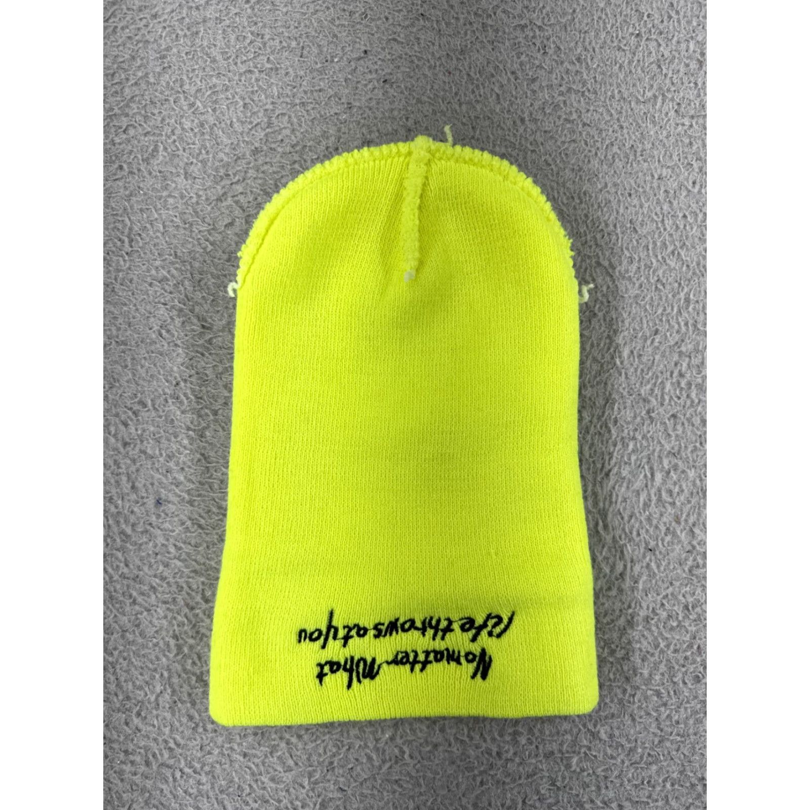 Vintage VINTAGE High Visibility Beanie Toque Adult One Size Yellow No Matter What Life Throws Hat Adult One Size Yellow Logo Ski Lightweight Knit Beanie Mens Size ONE SIZE - 4 Thumbnail