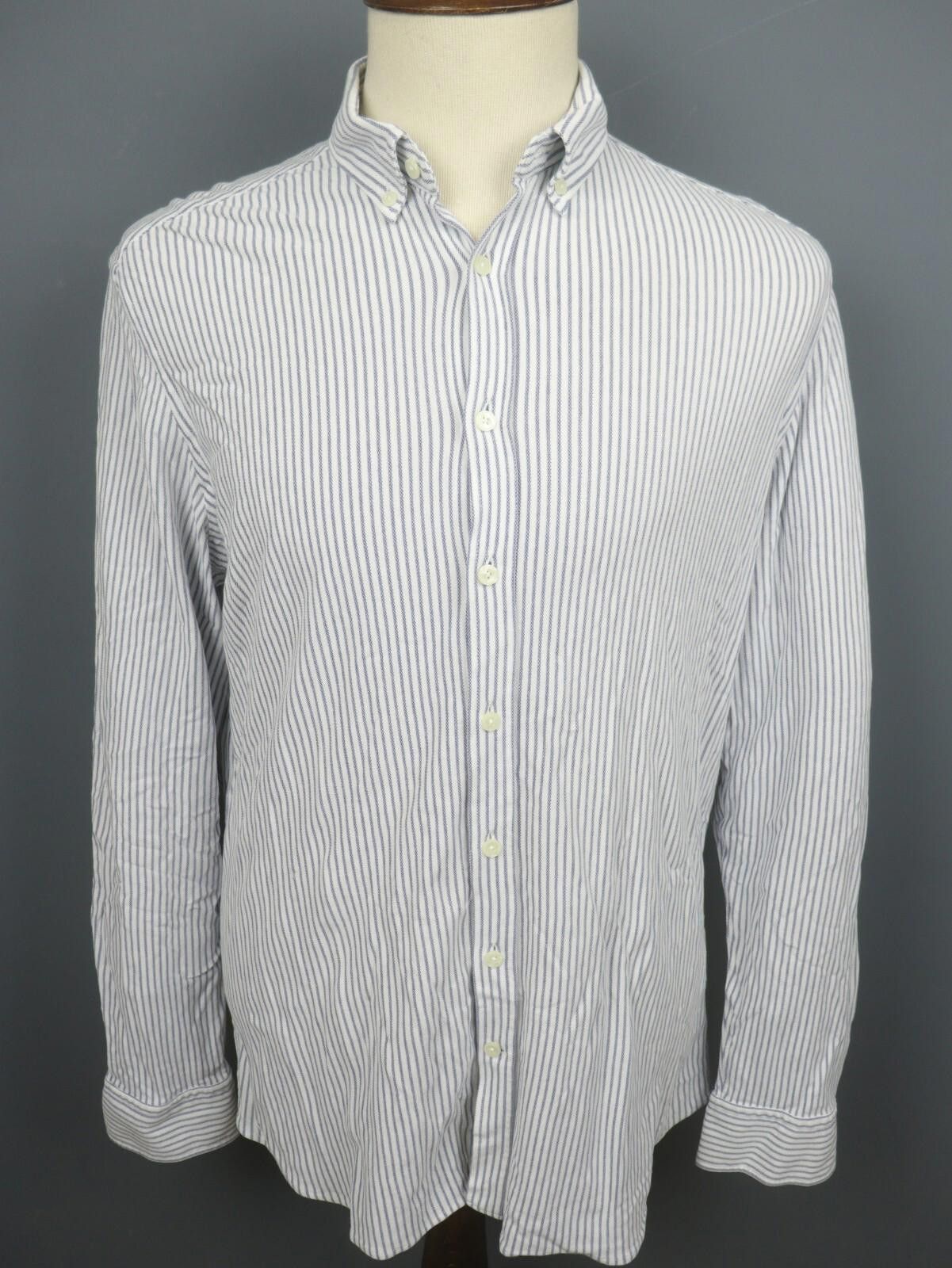Designer Hackett London White Striped Button Down Shirt Size XL Size US XL / EU 56 / 4 - 1 Thumbnail