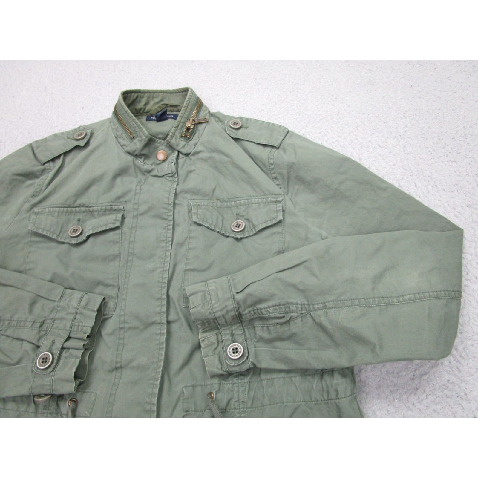 Tommy Hilfiger VINTAGE Tommy Hilfiger Jacket Womens M Green Military Twill Army Cargo Utility Tie Waist Jacket Size M / US 6-8 / IT 42-44 - 2 Thumbnail