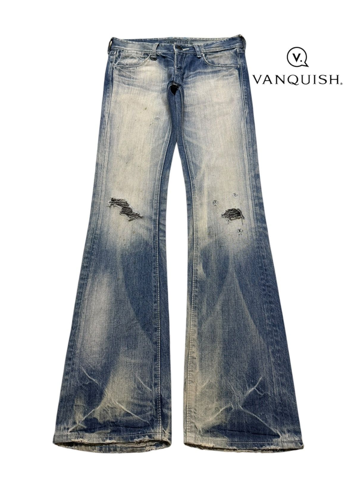 Vintage 90s Japan Vanquish Blue Faded Wash Distressed Flare