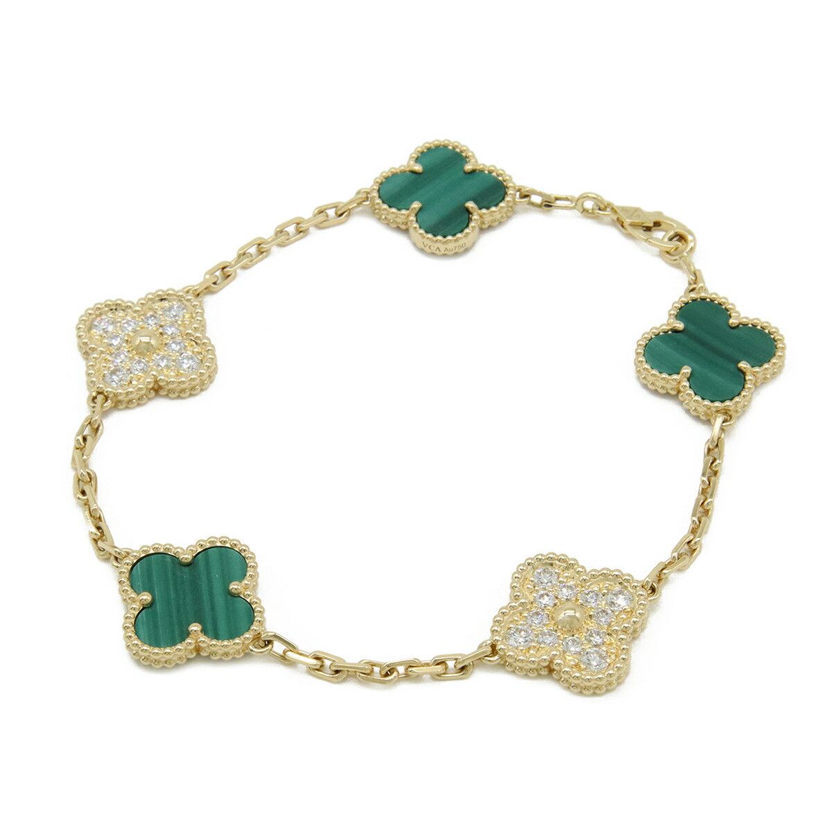 Van Cleef & Arpels Van Cleef & Arpels Van Cleef & Arpels Vintage Alhambra Au750 Diamond Malachite Bracelet Precious Metal Bracelet VCARO7GQ00 DUTY FREE for USA Size ONE SIZE - 1 Thumbnail