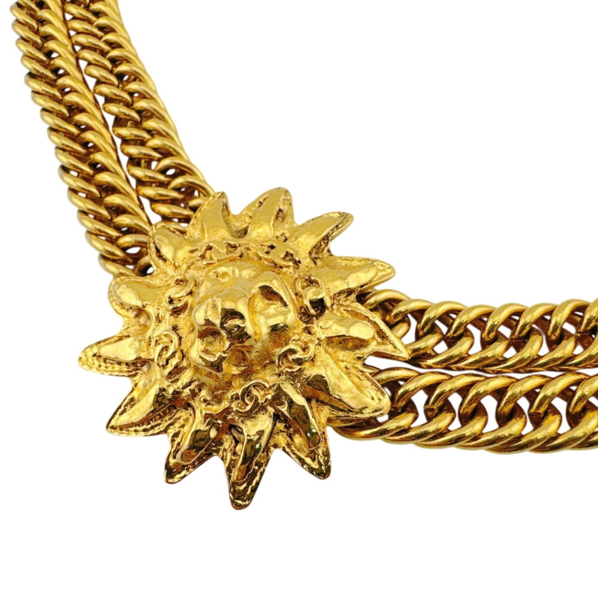 Chanel CHANEL choker, double chain, lion motif, Coco Mark necklace, gold chain. Size ONE SIZE - 1 Thumbnail
