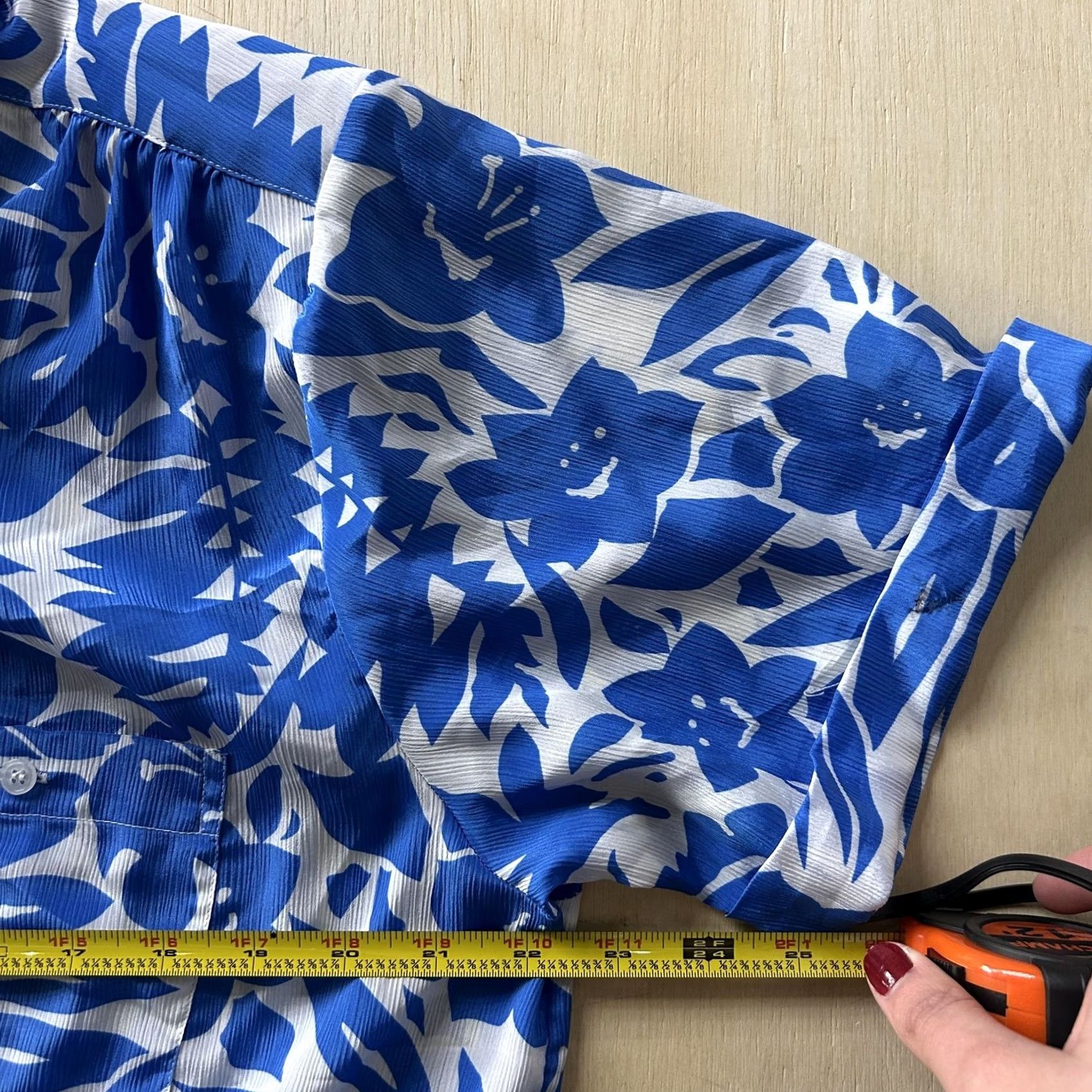 Vintage VINTAGE Karen Scott Button Up Shirt Womens 16 Blue Floral Tropical Short Sleeve Size XXL / US 16-18 / IT 52-54 - 3 Thumbnail