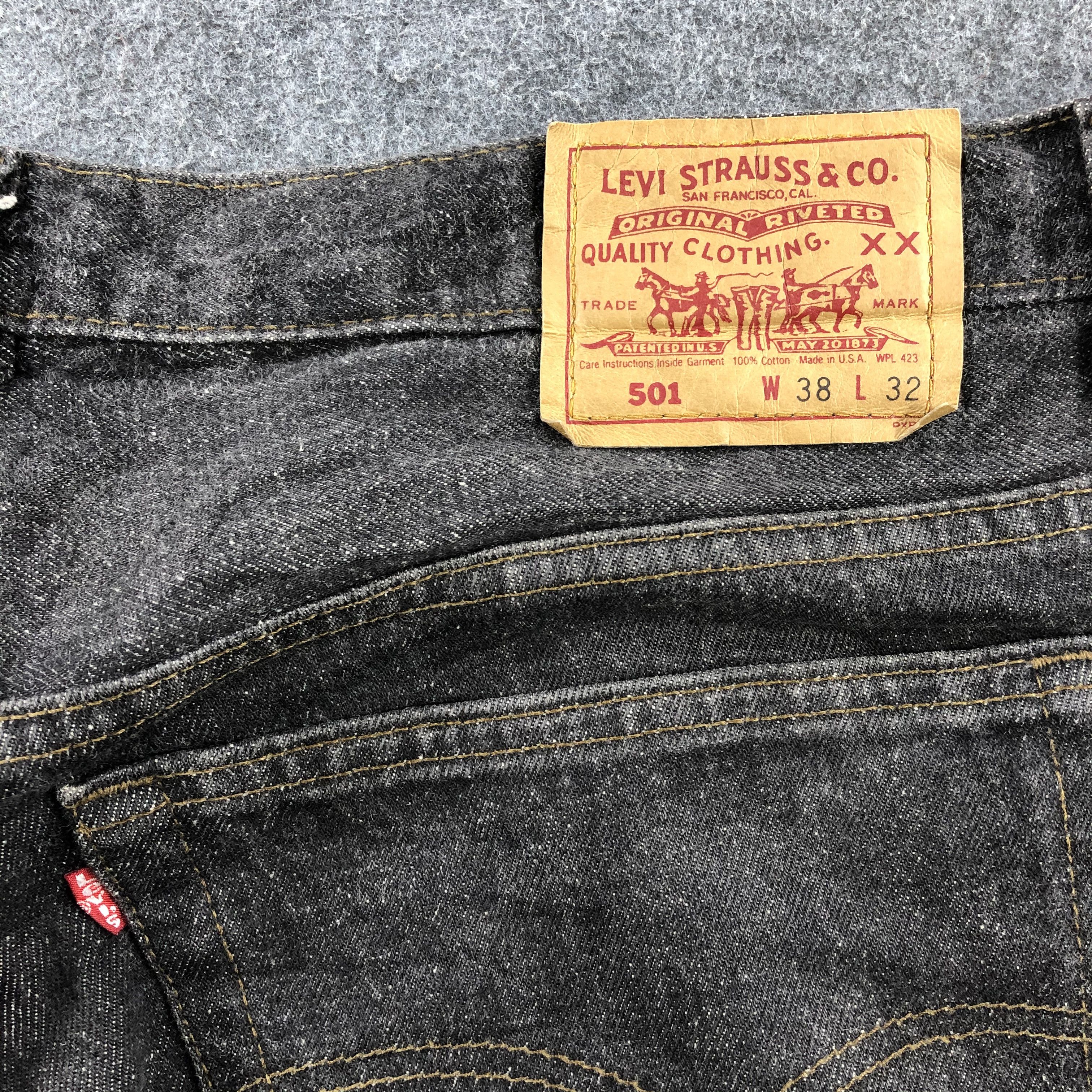 Levi's Vintage 90s Distress Levis 501 Black Jeans-JM1598 Size US 38 / EU 54 - 6 Thumbnail