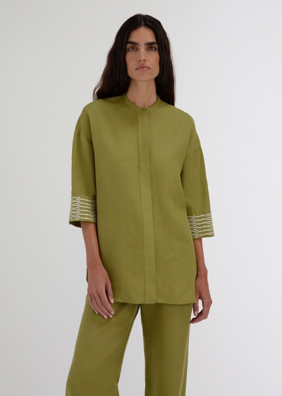 Loro Piana o1srvl11e0524 Shirt in Olive Size XL / US 12-14 / IT 48-50 - 2 Thumbnail