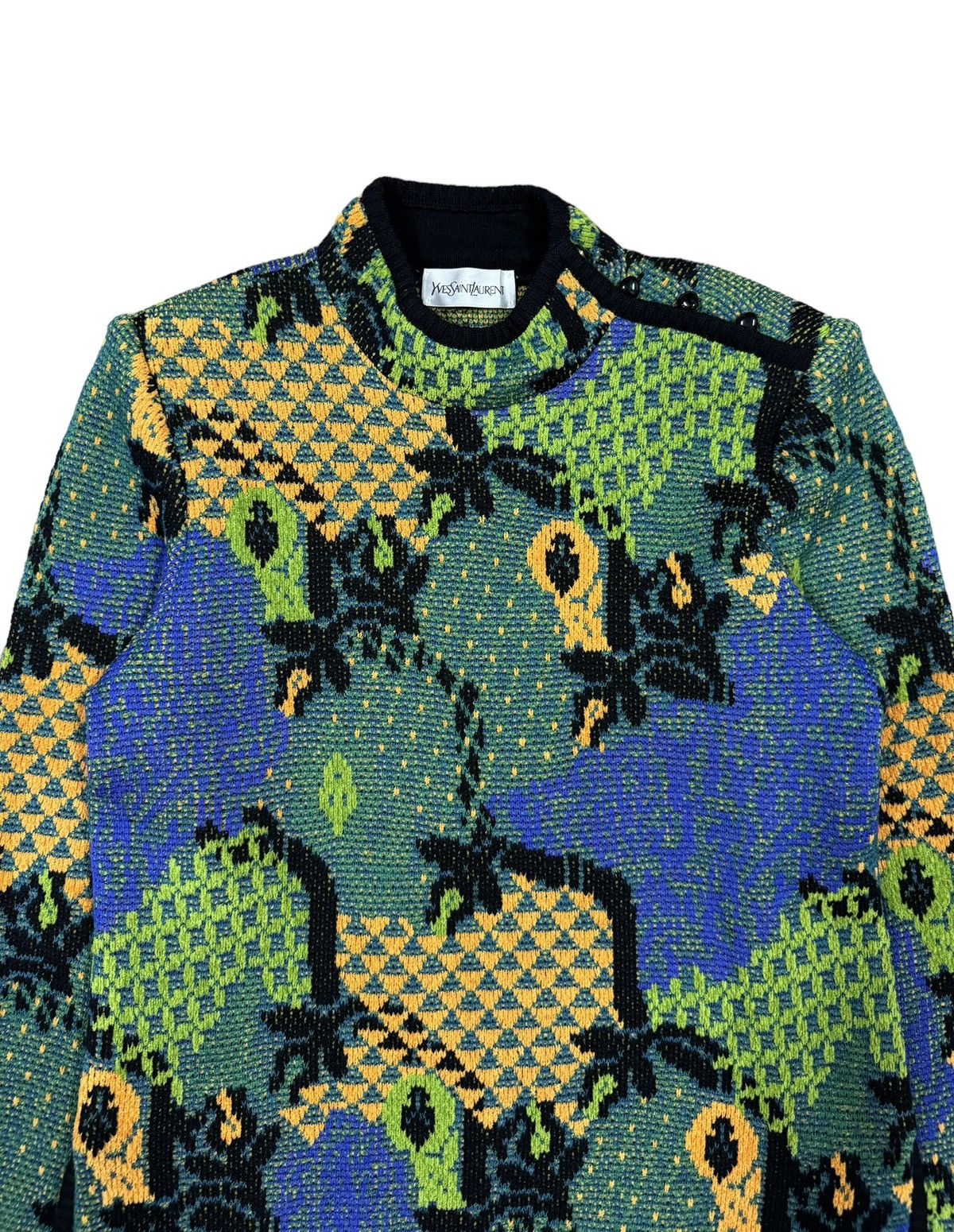 Vintage × Yves Saint Laurent Vtg🔥YvesSaintLaurent Sweater Patterned All Over Print Knit Size US M / EU 48-50 / 2 - 4 Thumbnail