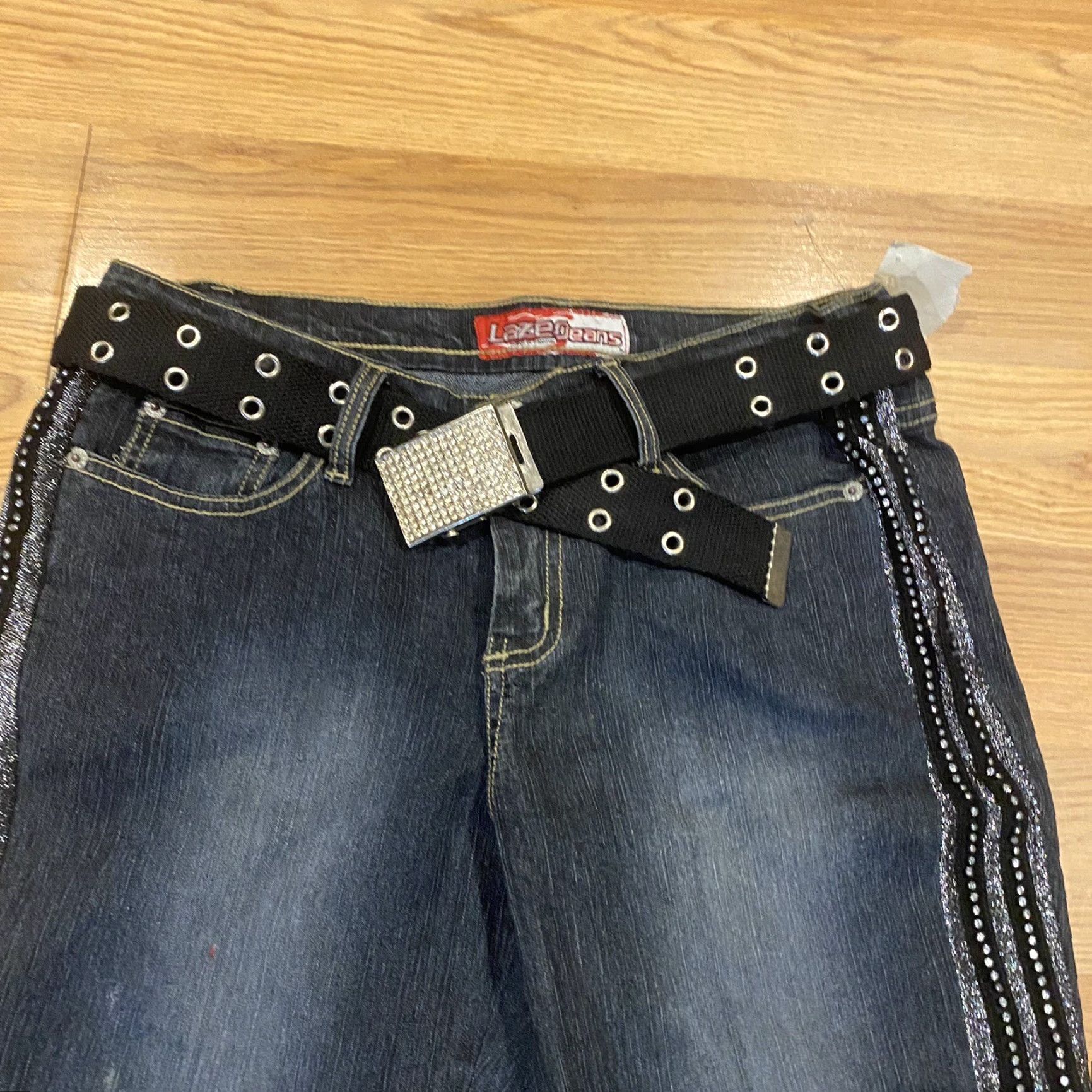 Vintage VINTAGE Lazer Jeans Flared Belted Cowgirl 90s Y2K Sequins Mid Rise Size 9 NWT Women Size 30" / US 8 / IT 44 - 2 Thumbnail