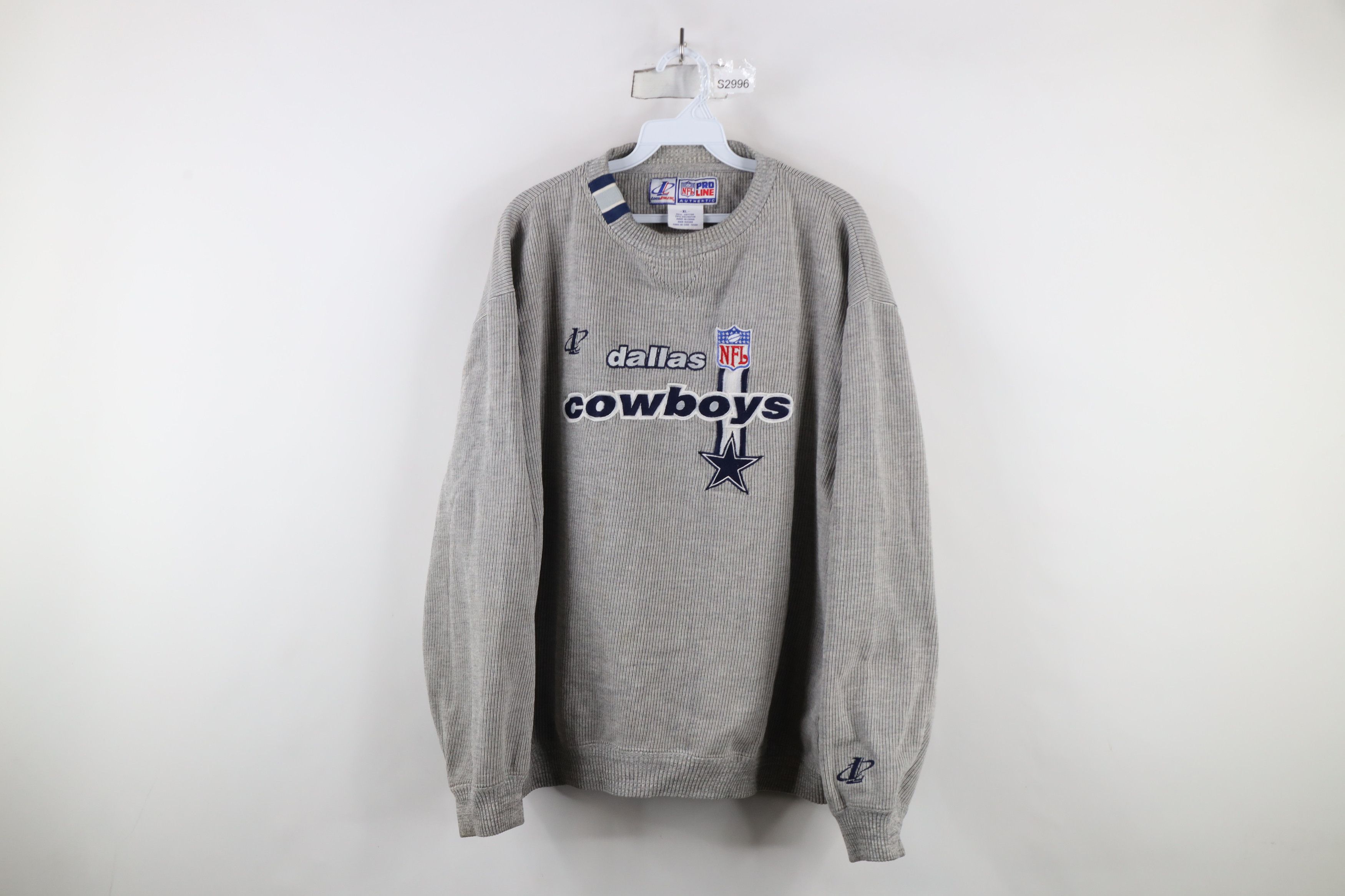 Vintage Vintage 90s Ribbed Dallas Cowboys Football Sweatshirt Gray Size US XL / EU 56 / 4 - 1 Thumbnail