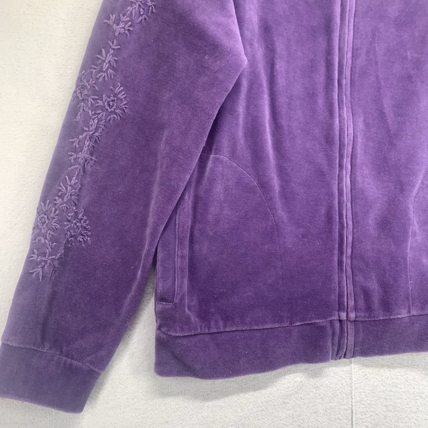 Vintage Style&co. Women's Purple Floral Hoodie Petite Small Full Zip Lightweight Casual 90s Outdoor Size S / US 4 / IT 40 - 7 Thumbnail