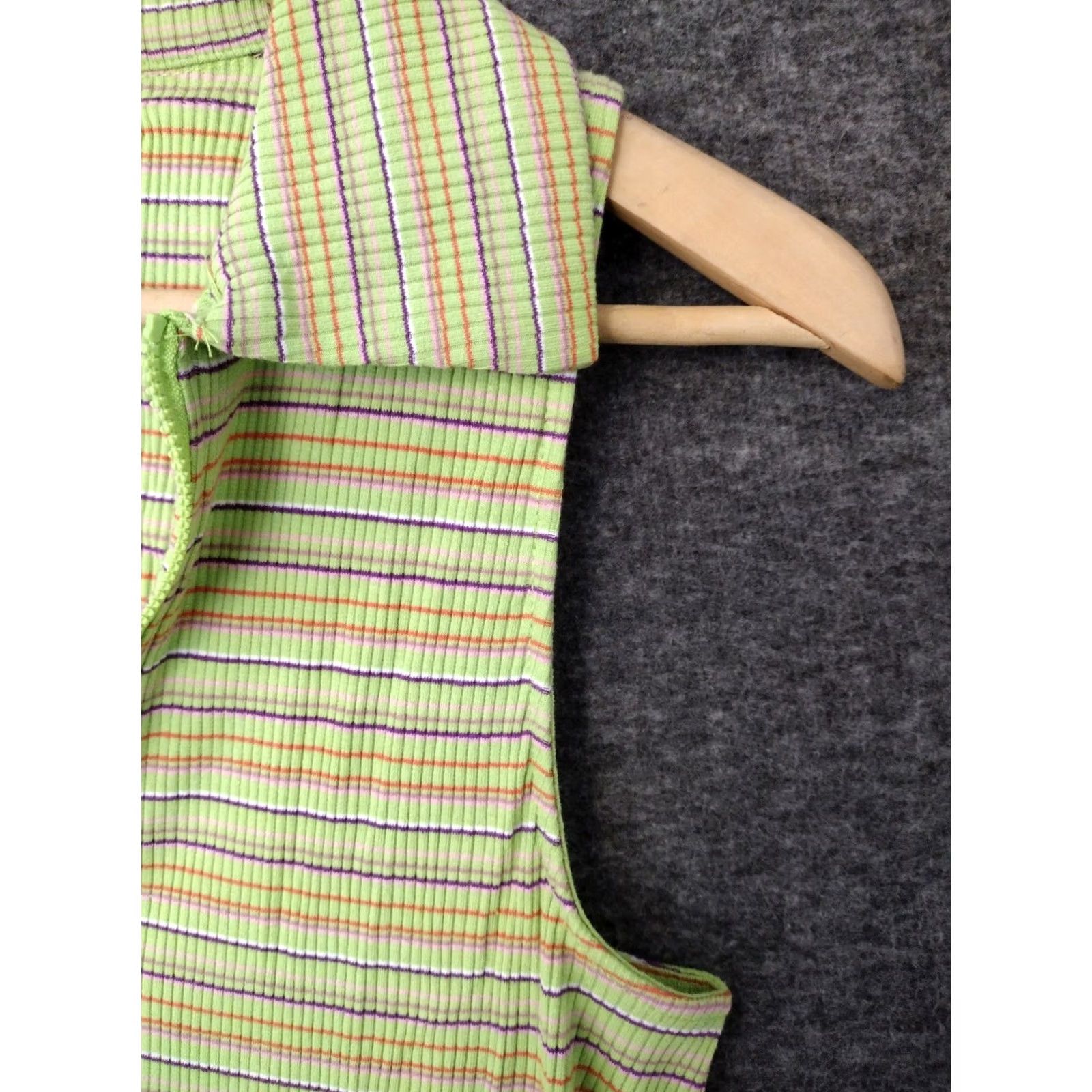 Vintage Wild Fable Polo Dress Shirt Dress Polo Dress Sleeveless 1/4 Zip Casual Knit Cotton Green Striped Womens M XS? (Wait) Size M / US 6-8 / IT 42-44 - 3 Thumbnail