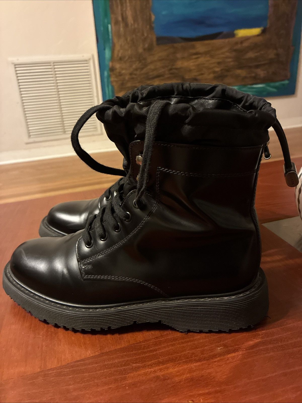 Prada Prada Waterproof Black Leather Combat Boots EU40/UK6/US7 Size US 7 / EU 40 - 2 Thumbnail