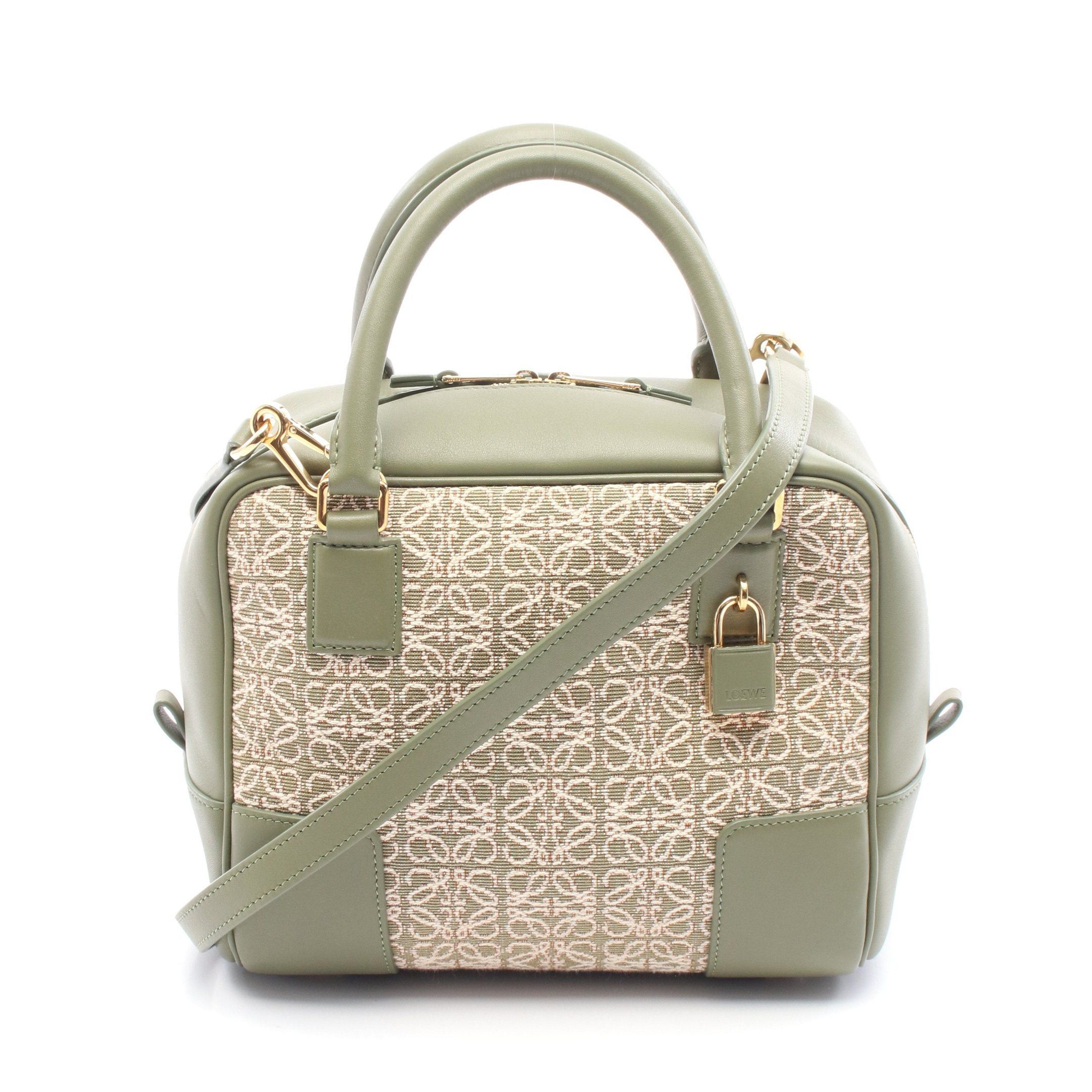 Loewe Loewe Amazona19 Handbag Canvas Leather Khaki Green Beige Size ONE SIZE - 1 Thumbnail