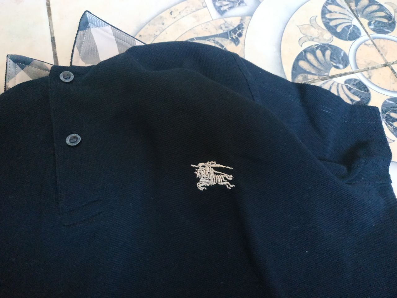 Burberry Burberry Brit Men’s Navy Blue Polo Shirt Nova Check Size US M / EU 48-50 / 2 - 4 Thumbnail