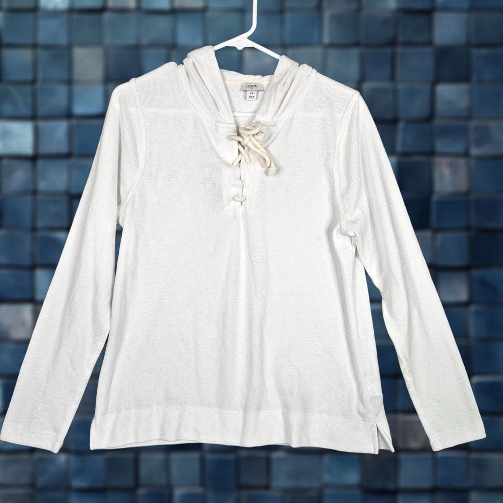 J.Crew J.CREW White Hooded Pullover Casual Top Women M Size M / US 6-8 / IT 42-44 - 1 Thumbnail