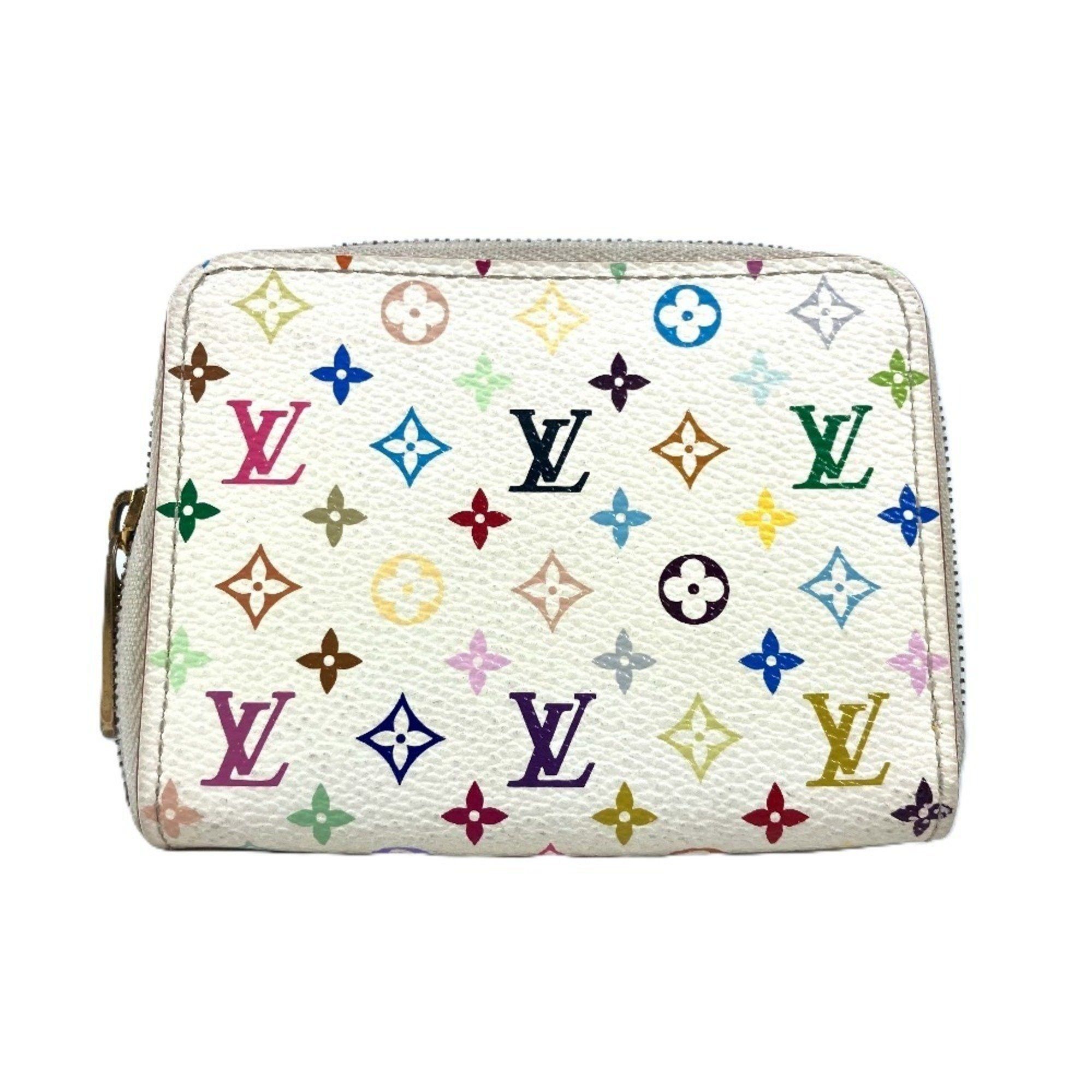 Louis Vuitton M93739 Monogram Multicolor Zipper Coin Purse Wallet Round Wallet/coin Case Canvas Women's Blanc White