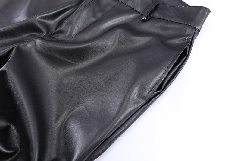 Japanese Brand × Leather Pleated Leather Streetwear Loose Ruched Casual Size US 29 - 9 Thumbnail
