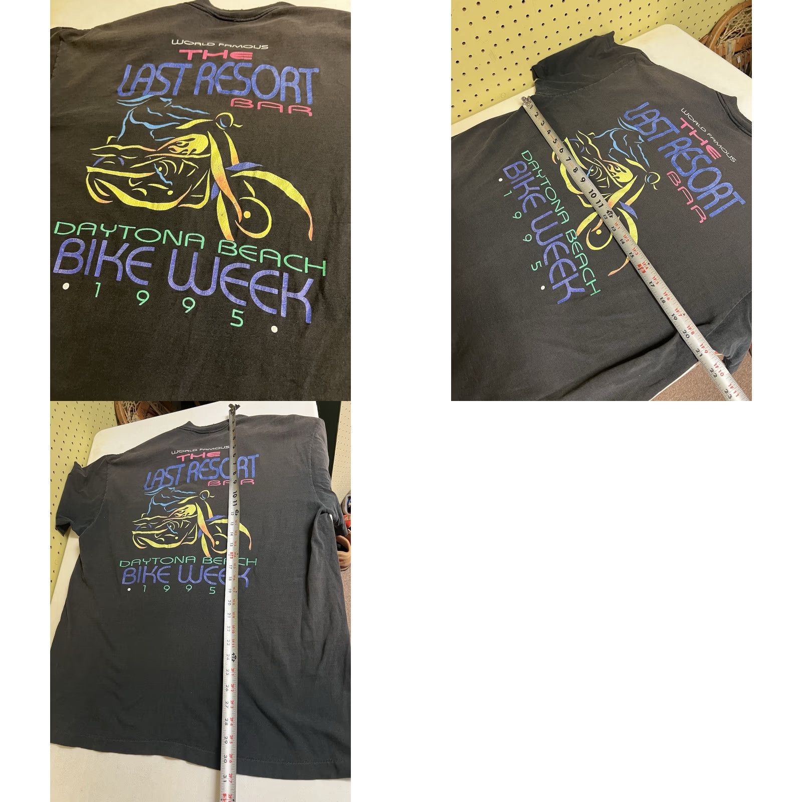 Anvil VINTAGE Daytona Beach Florida Bike Week 1995 Black Anvil T-Shirt XL Distressed Crew Neck Short Sleeve Men Size US XL / EU 56 / 4 - 8 Thumbnail