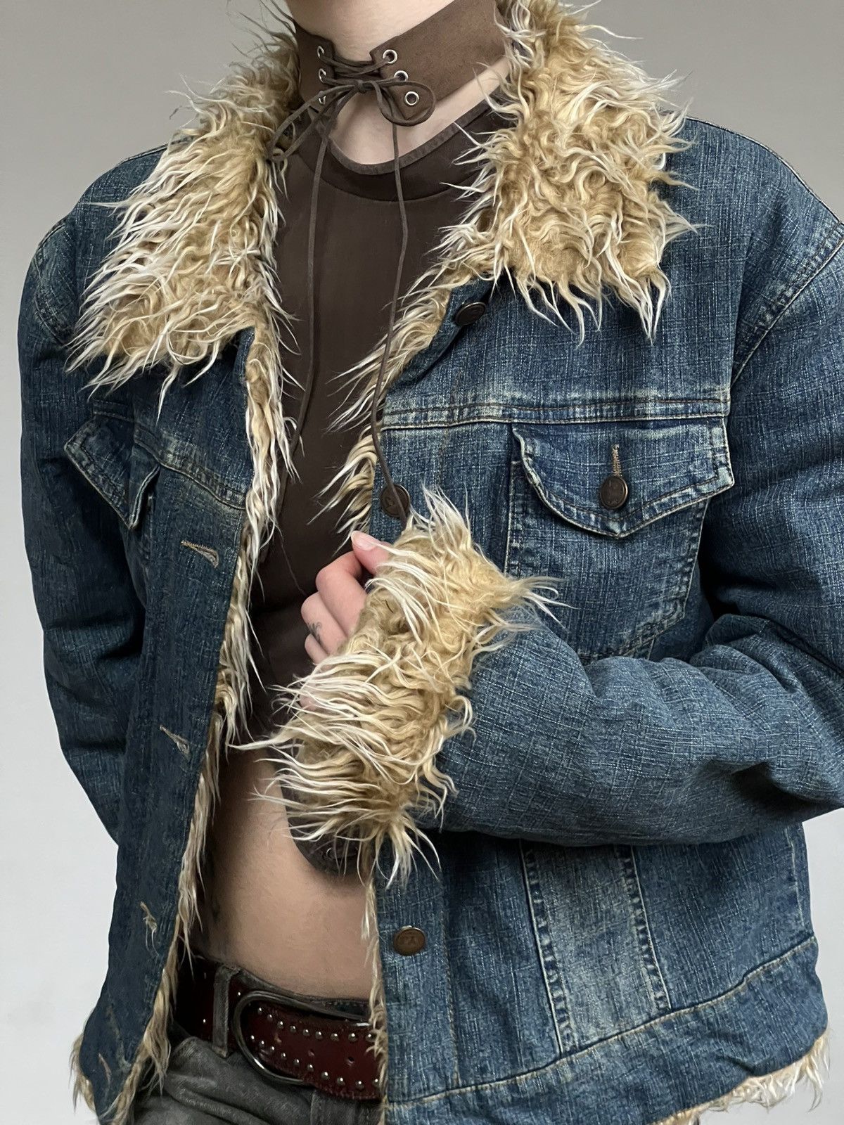 Vintage VINTAGE FAUX FUR DENIM JACKET AFGHAN COAT MINI PENNY LANE Size M / US 6-8 / IT 42-44 - 1 Thumbnail