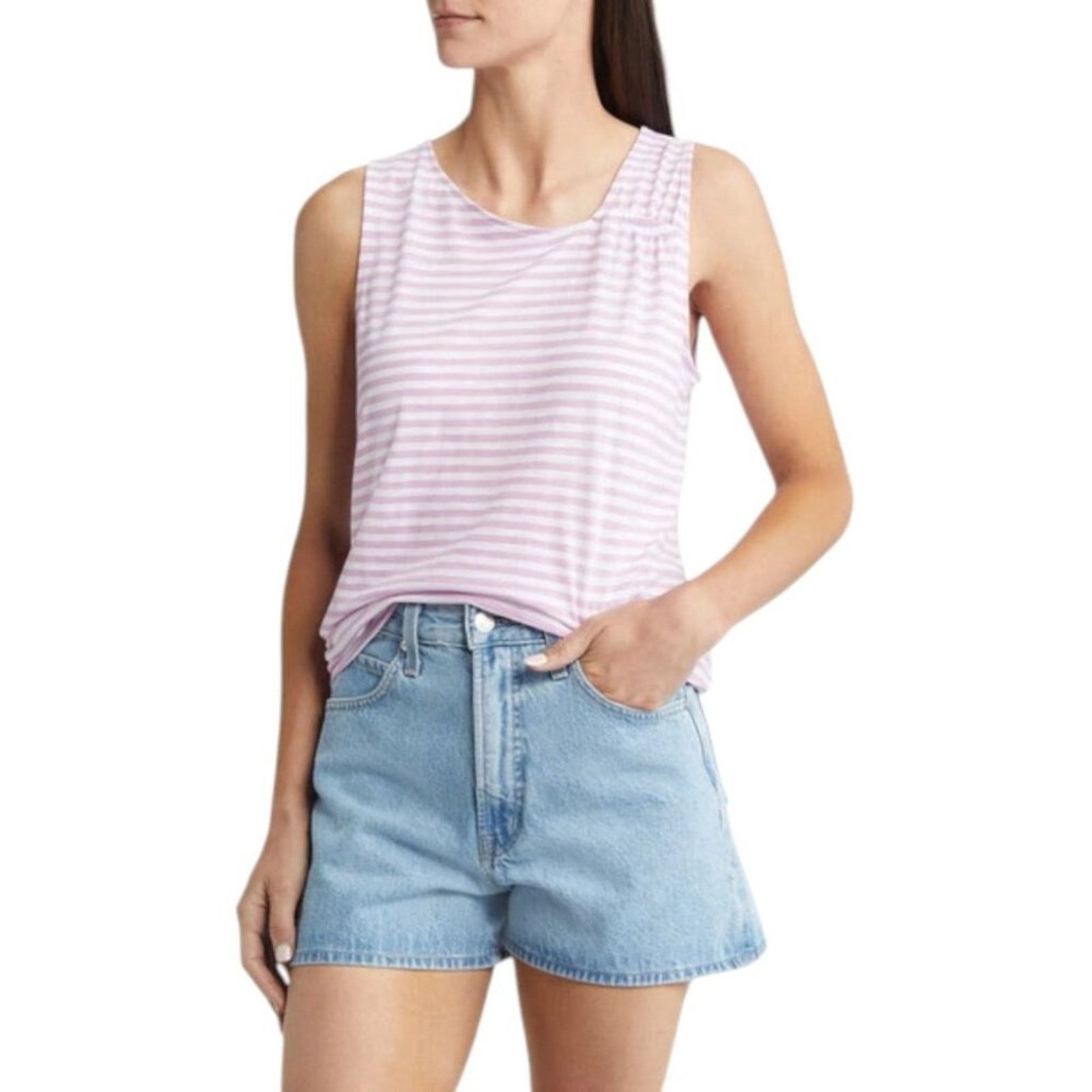 Other Caslon Flowy Knit Tank Pink White Stripe Sz XL NWT $39 MSRP Size XL / US 12-14 / IT 48-50 - 1 Thumbnail