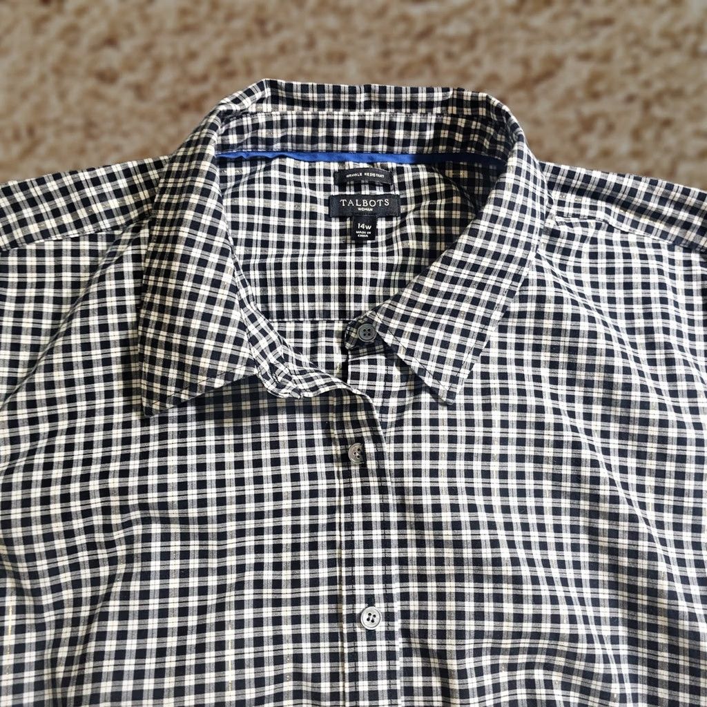 Talbots Talbots Shirt Women 14W Black White Plaid Button Long Sleeve Career Casual Shirt Size XL / US 12-14 / IT 48-50 - 1 Thumbnail