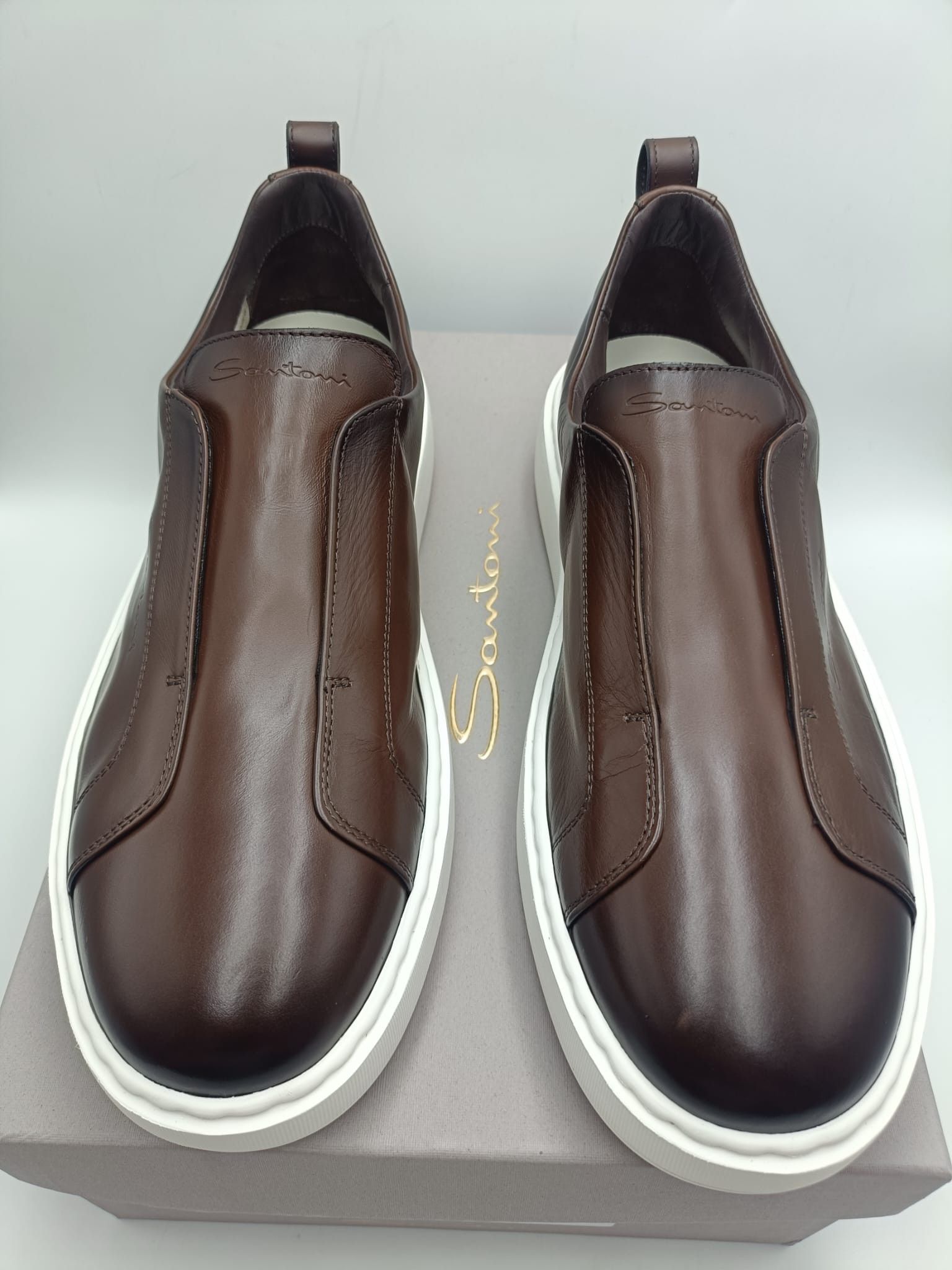 Santoni Santoni slip-on sneakers in dark brown soft leather Size US 8 / EU 41 - 4 Thumbnail