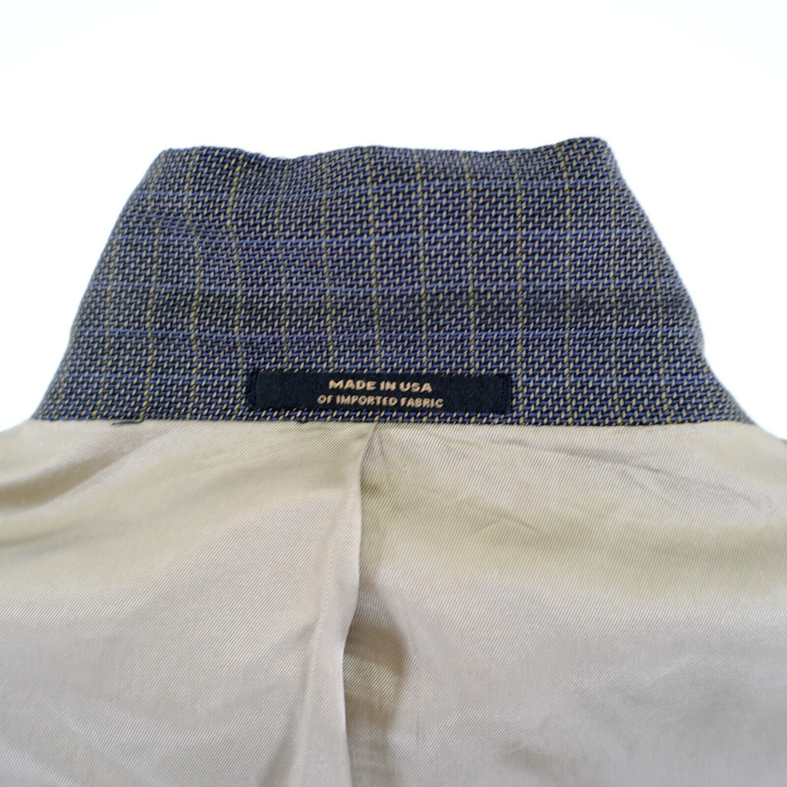 Hart Schaffner Marx Hart Schaffner Marx Thick Textured Wool Royal Navy Blue Tan Size 46R - 11 Thumbnail
