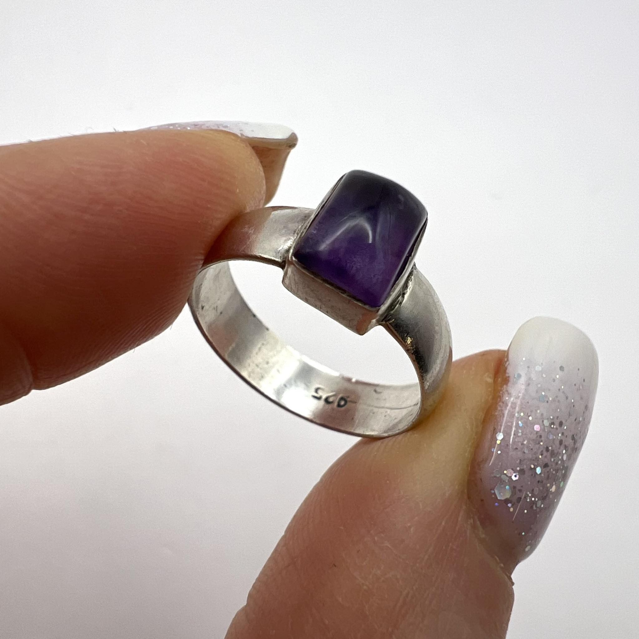 Sterling Silver Vintage Sterling Silver Jewelry Ring Natural Amethyst Size 6 Size ONE SIZE - 2 Thumbnail