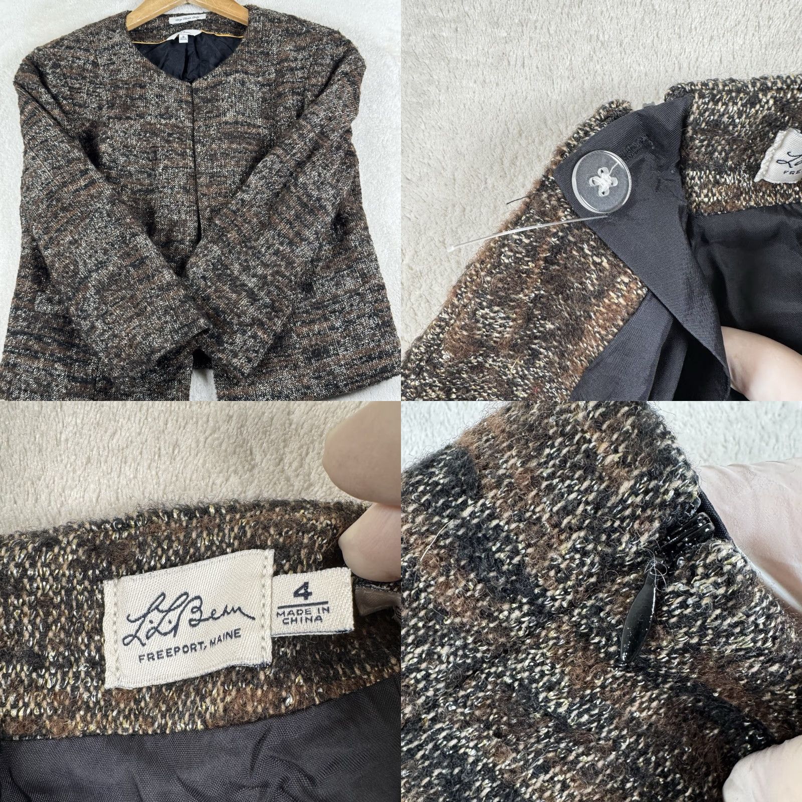 Vintage VINTAGE L.L. Bean Blazer Set Brown Wool Blend Skirt Size 4 Jacket Size 2 Womens Office Suit 80s Power Suit Size 26" / US 2 / IT 38 - 11 Thumbnail
