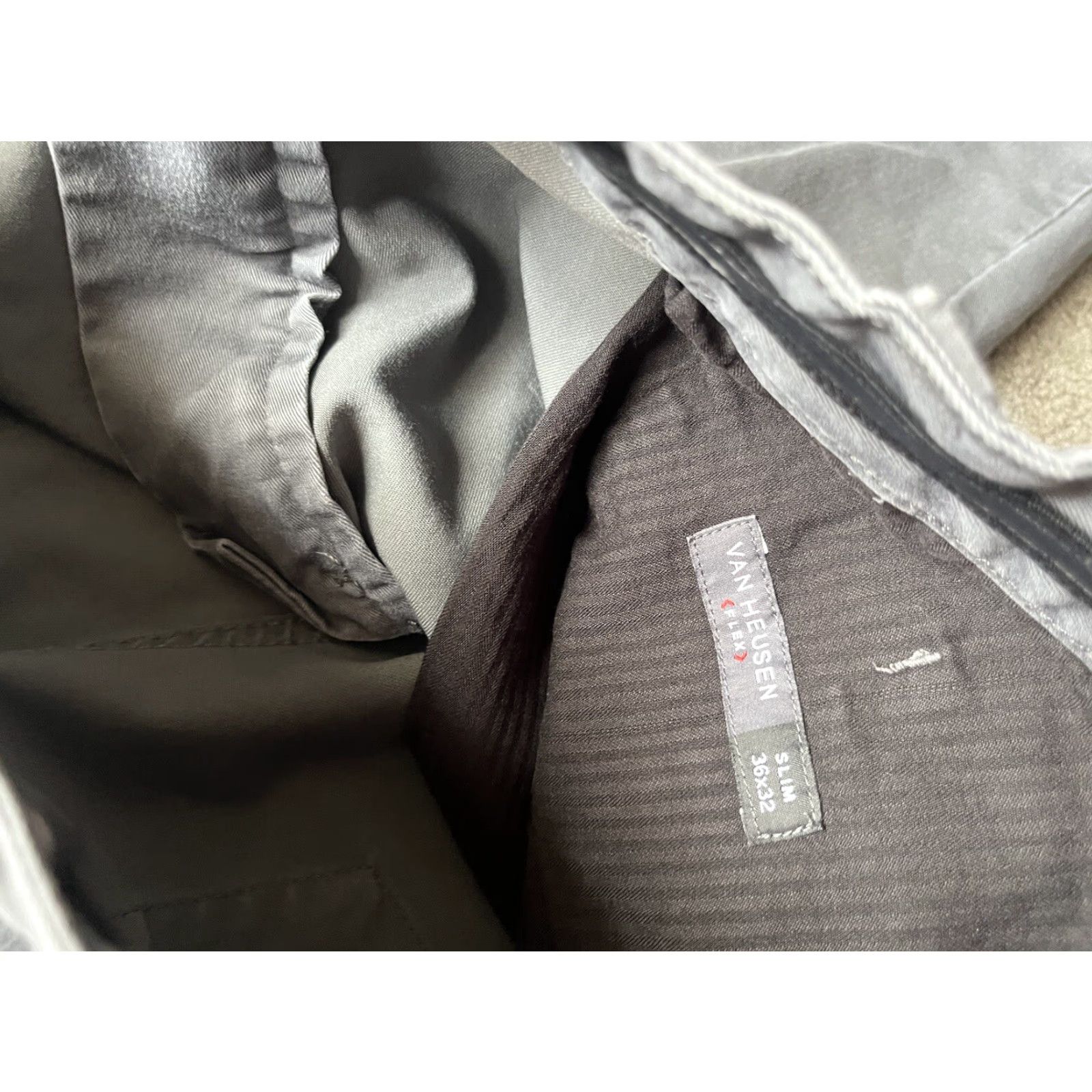 Van Heusen Van Heusen Men's Pants 36x32 Gray Slim Fit Chino Comfortable Size US 36 / EU 52 - 5 Thumbnail