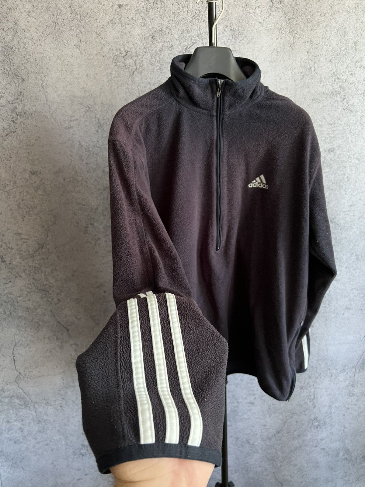 Adidas Vintage 90s Adidas Fleece Zip Up Jacket Fade Trashed Y2K Size US L / EU 52-54 / 3 - 3 Thumbnail