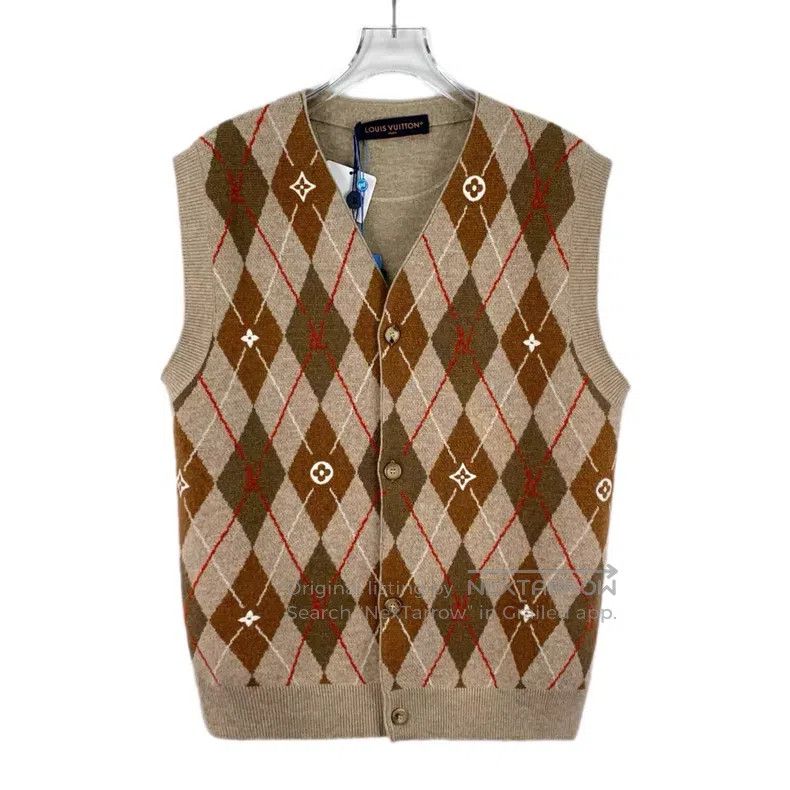 Louis Vuitton Louis Vuitton 25 xNigo Signature Brown Rhombus Wool V-Neck Size US L / EU 52-54 / 3 - 1 Thumbnail
