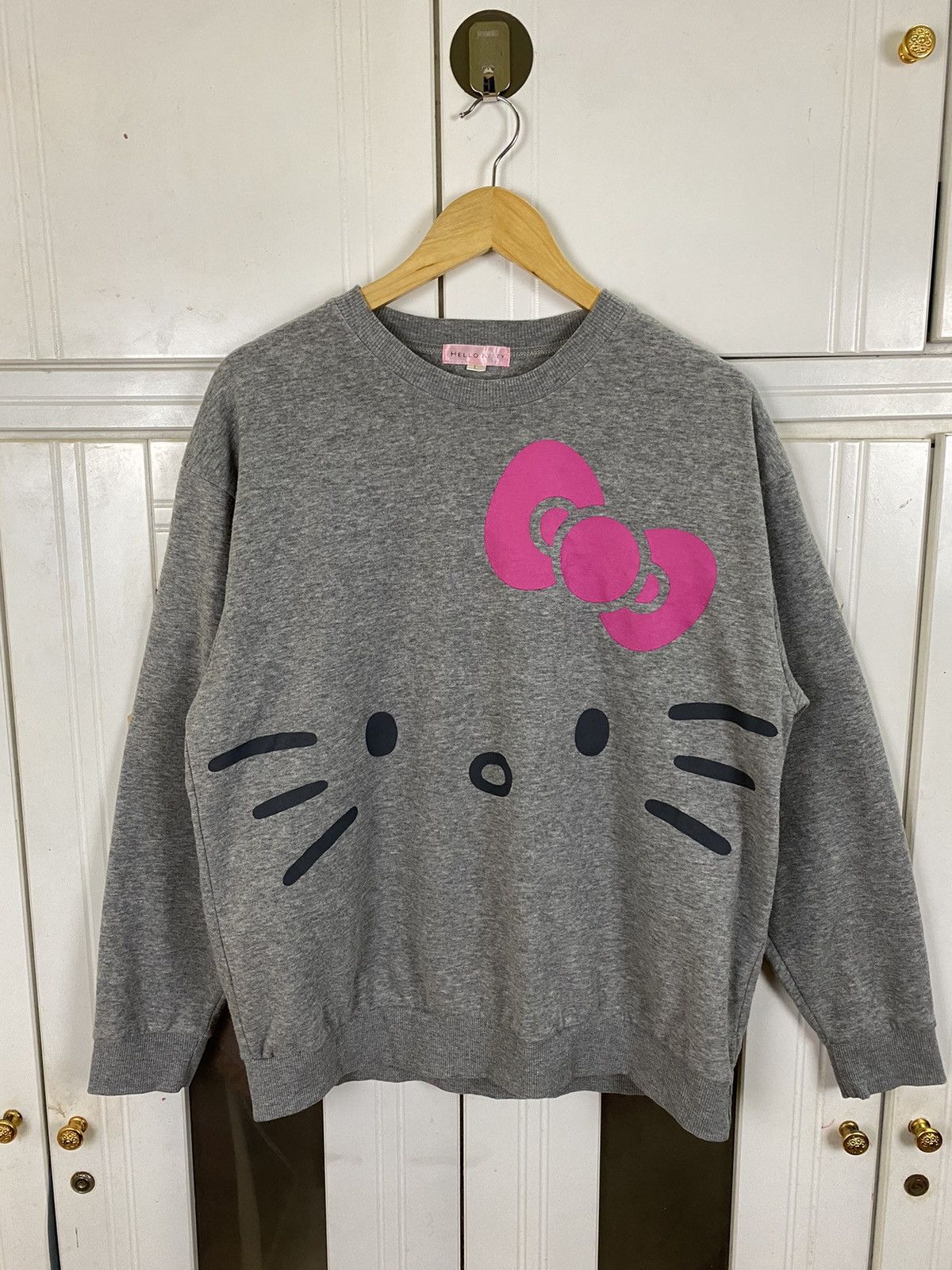 image of Cartoon Network x Vintage Hello Kitty Sweatshirt in Grey, Men's (Size Large)