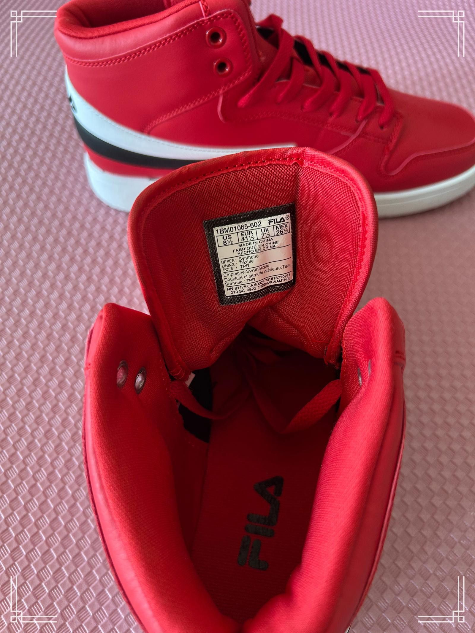 Fila Fila Men’s Red High-Top Sneakers – Bold Street Style Size US 8.5 / EU 41-42 - 6 Thumbnail