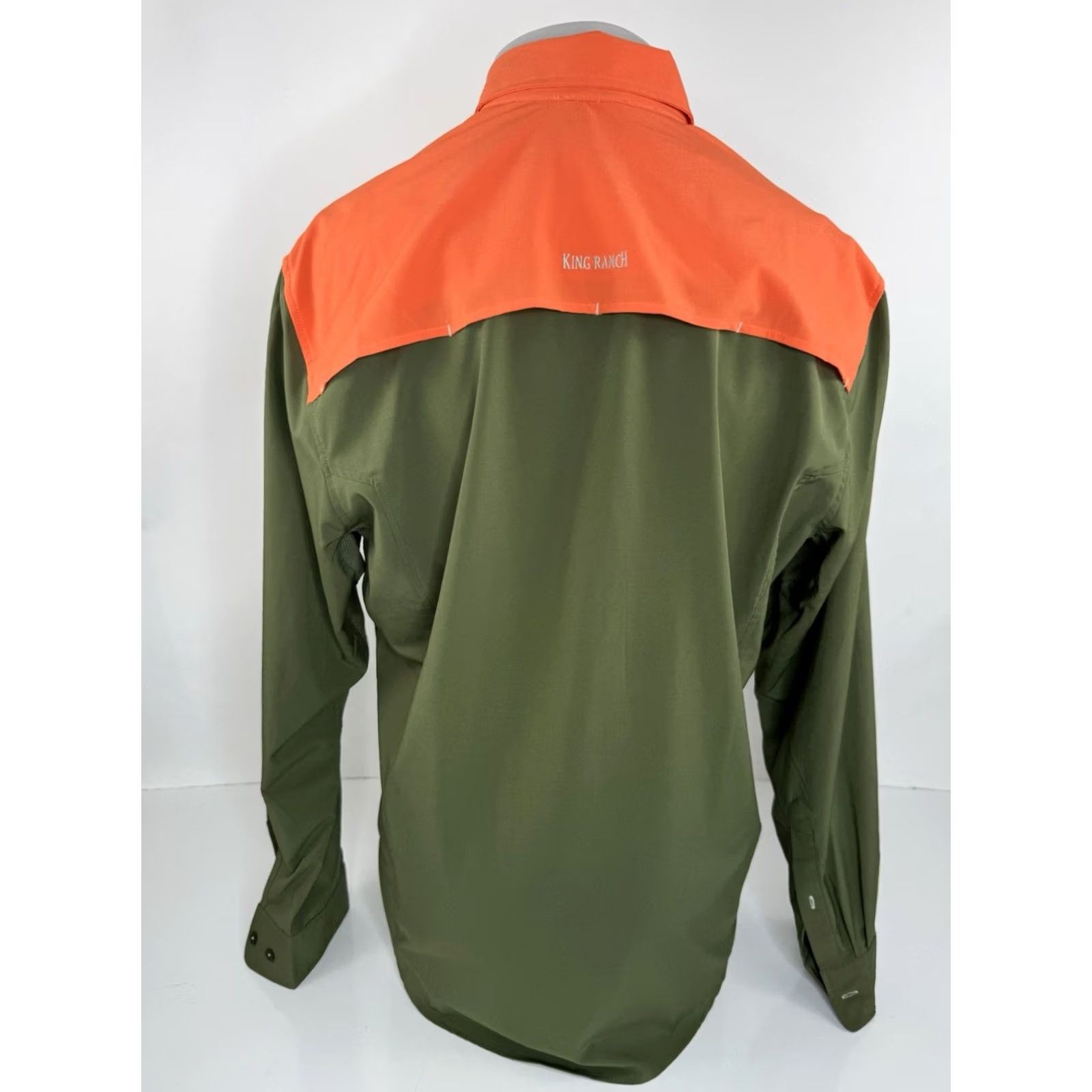 Vintage KING RANCH - Vented Mens L Performance Fishing Hunting Safety Shirt - EXCELLENT Shirt Mens L Green Orange 90s B11 Size US L / EU 52-54 / 3 - 4 Thumbnail