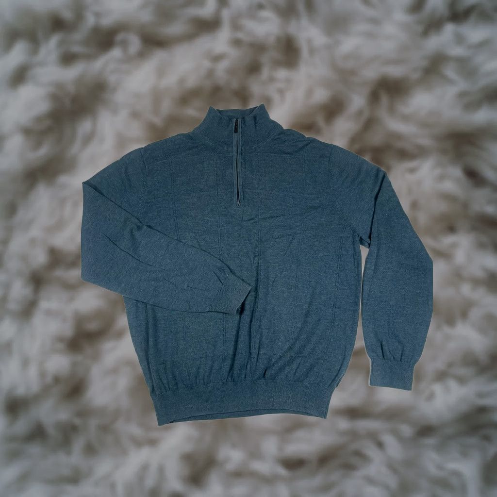 Van Heusen Van Heusen Men’s Gray Long Sleeve Pullover 1/4 Zip Knit Sweater Size M Medium Size US M / EU 48-50 / 2 - 1 Thumbnail
