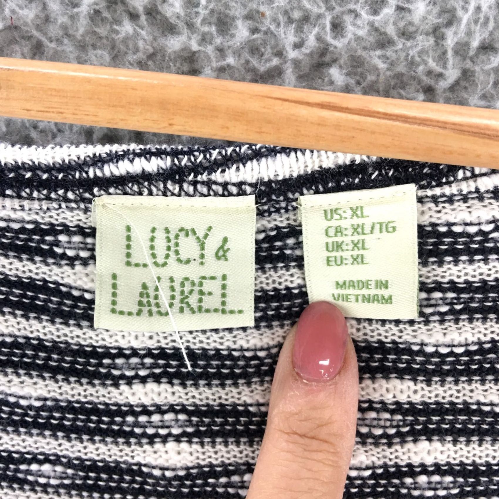 Vintage Lucy Pullover Sweater Top Womens XL White Striped Scoop Long Sleeve - Knit Relaxed Fit Brand Lucy Size XL / US 12-14 / IT 48-50 - 7 Thumbnail