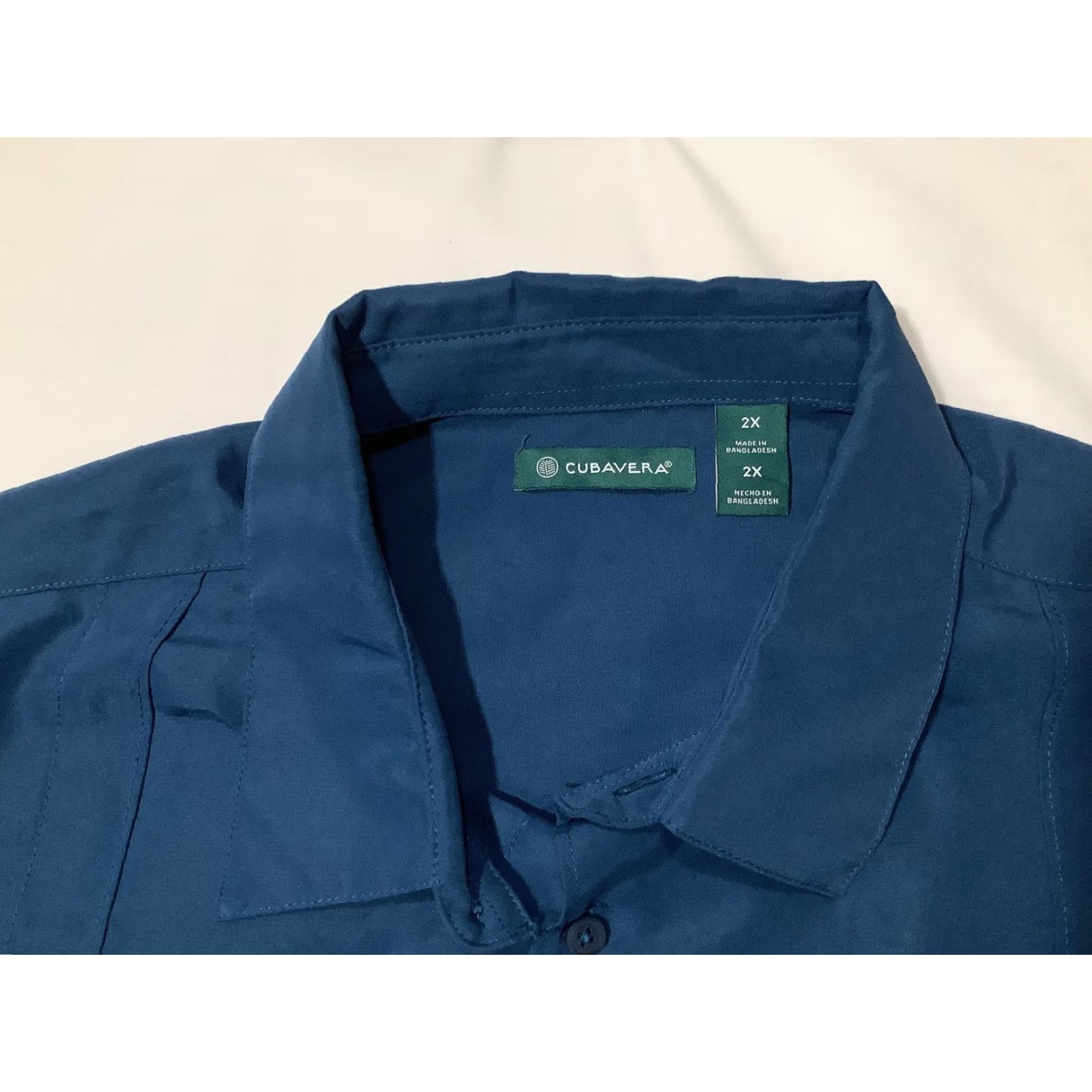 Cubavera Cubavera Shirt Mens 2XL Short Sleeve Blue Button Front Casual Polyester Vintage No Size US XXL / EU 58 / 5 - 5 Thumbnail